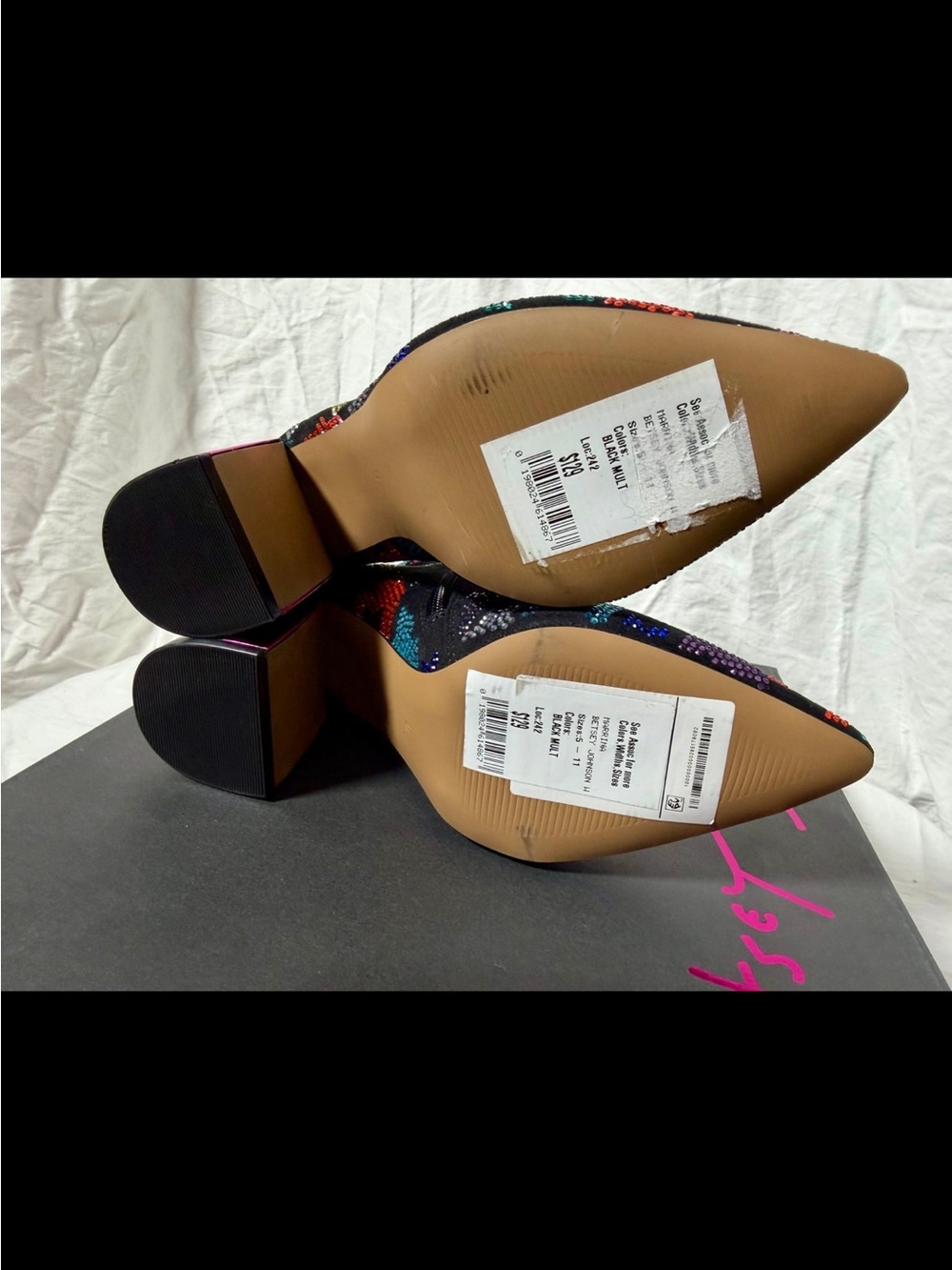 Betsey Johnson Marinna Multicolor Crystal Ankle Boots - Picture 7 of 8